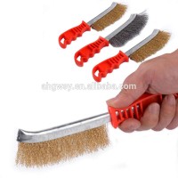 Factory Direct Stainless Steel Plastic Handle Knife Brush Copper Plated Brass Wire Universal Hand Brush