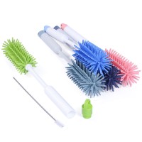 Long Eco Friendly Silicon Water Baby Feeding Bottle Wash Brush Cleaner Washer Cleaning Soft Flexible Bottle Brush