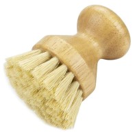 Bamboo Round Mini Palm Scrub Brush for Kitchen Sink, Bathroom, Household Cleaning